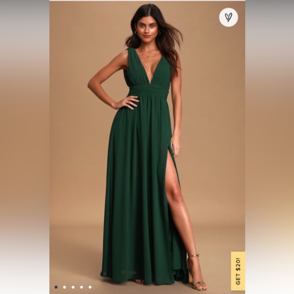 “Heavenly hues forest green maxi dress”